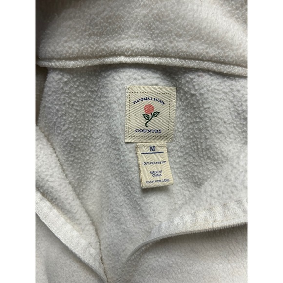 Vintage Victorias Secret Country Fleece Pullover Embroidered Flowers Cream M - Picture 2 of 6